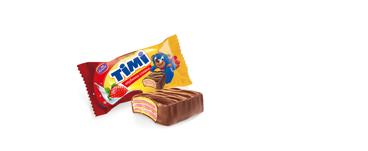 Вафельные конфеты «TIMI» клубника-сливки